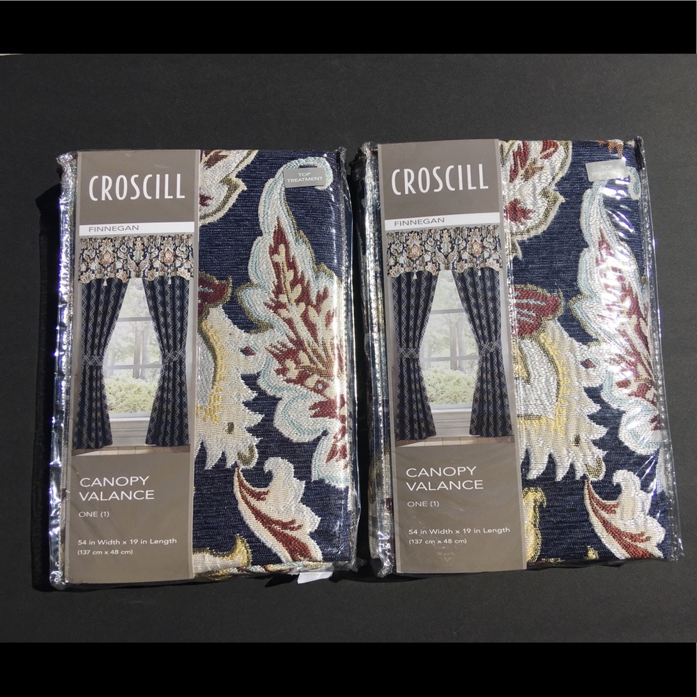 Croscill Valances Finnegan Canopy Pair 54” x 19” Floral New